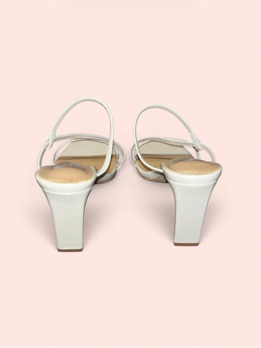 DV by Dolce Vita White Strappy Square-Toe Mid Heels